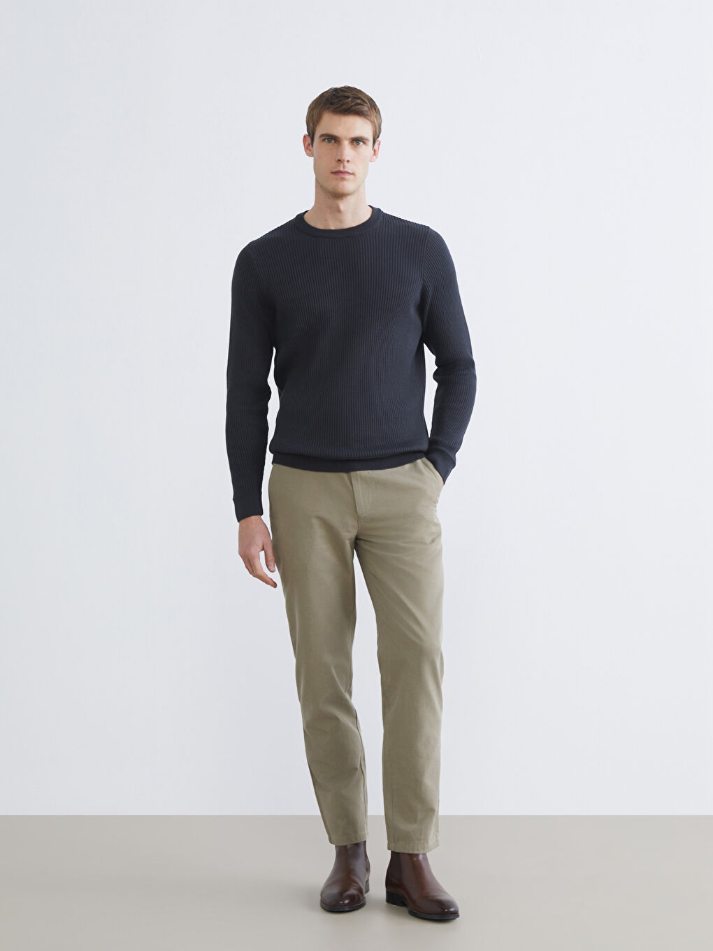 Antrasit Bisiklet Yaka Erkek Triko Kazak-1