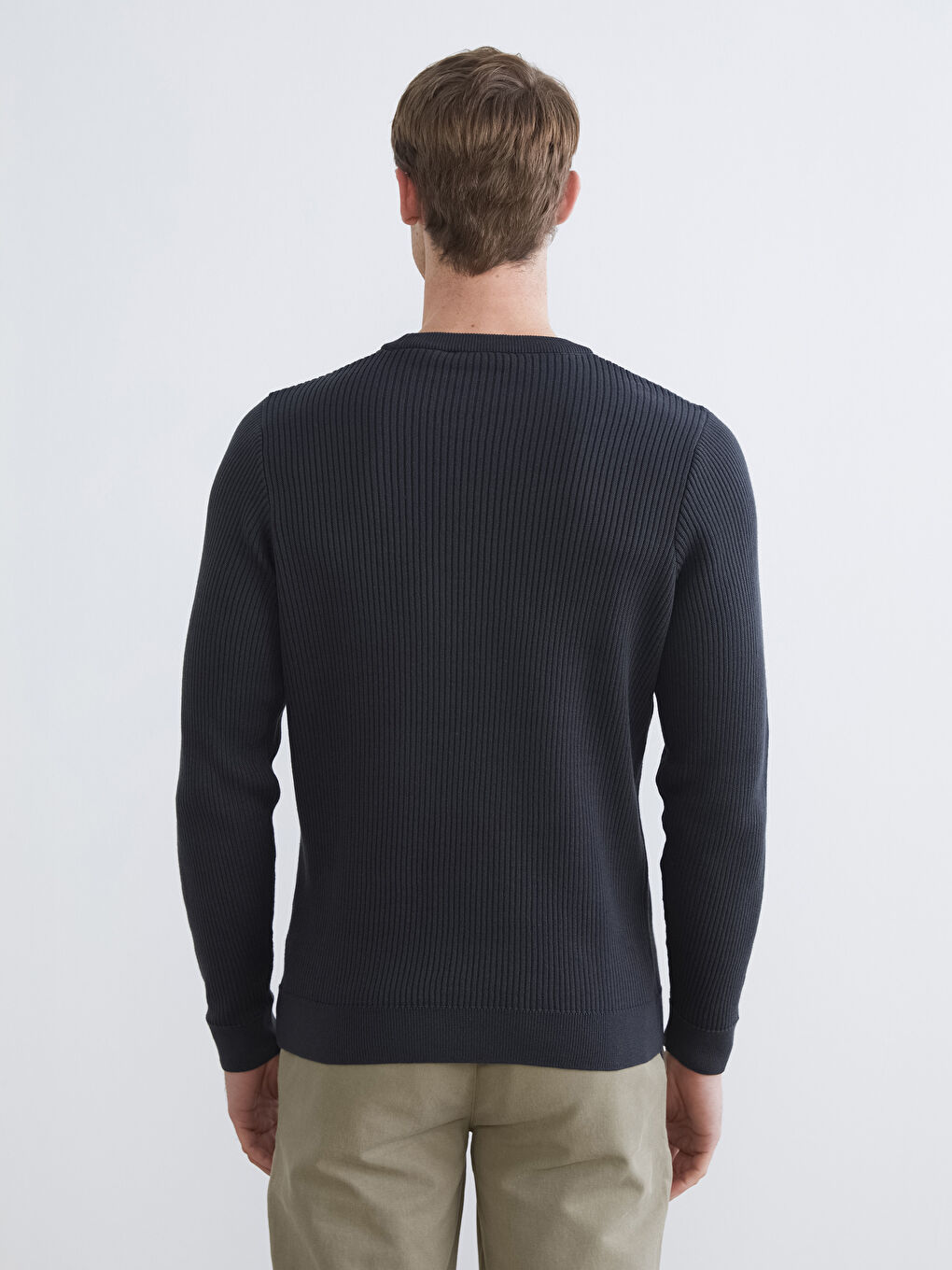 Antrasit Bisiklet Yaka Erkek Triko Kazak-3