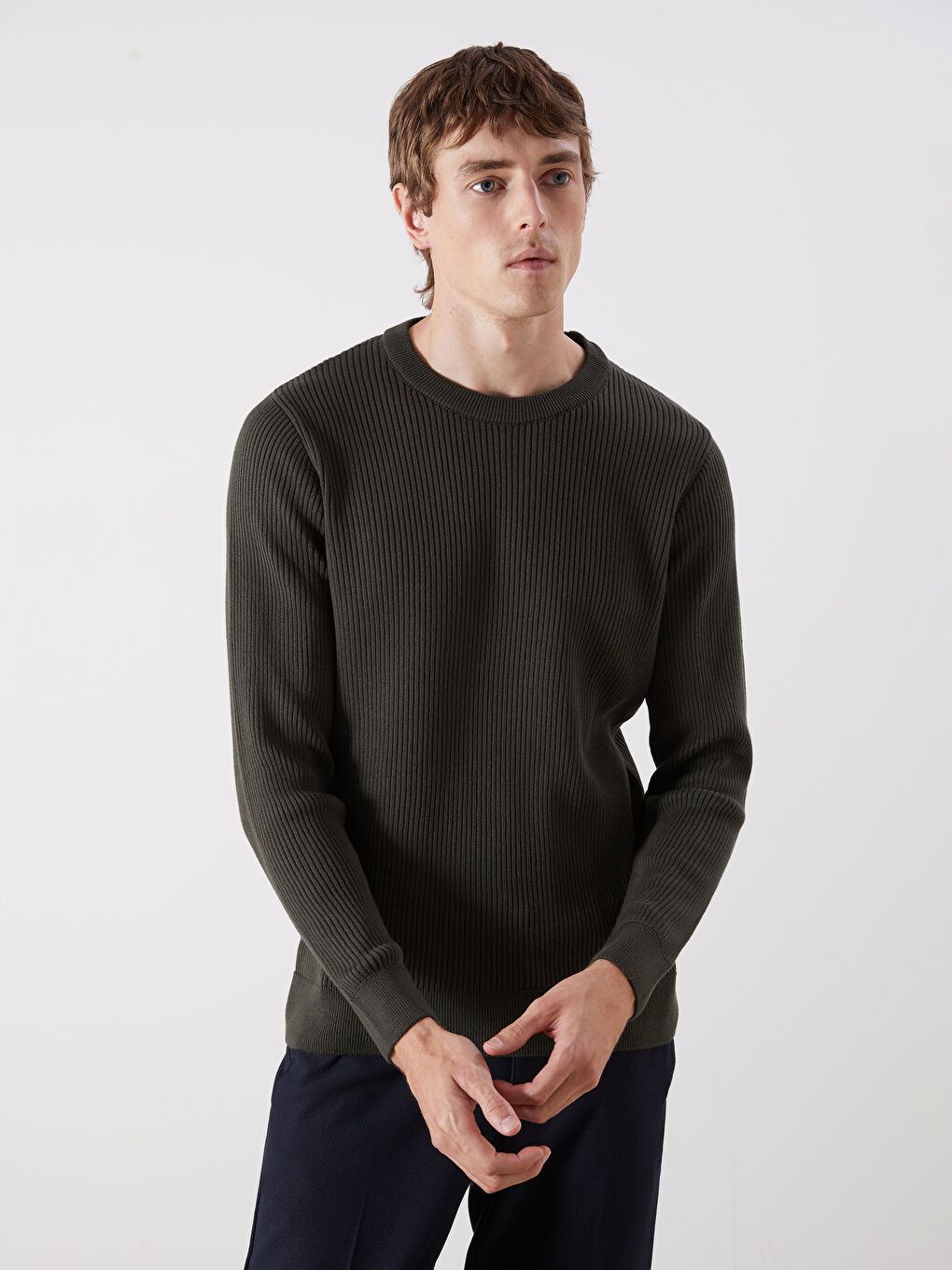 SOUTHBLUE Crew Neck Long Sleeve Men's Tricot Sweater -W5BR77Z8-CZE