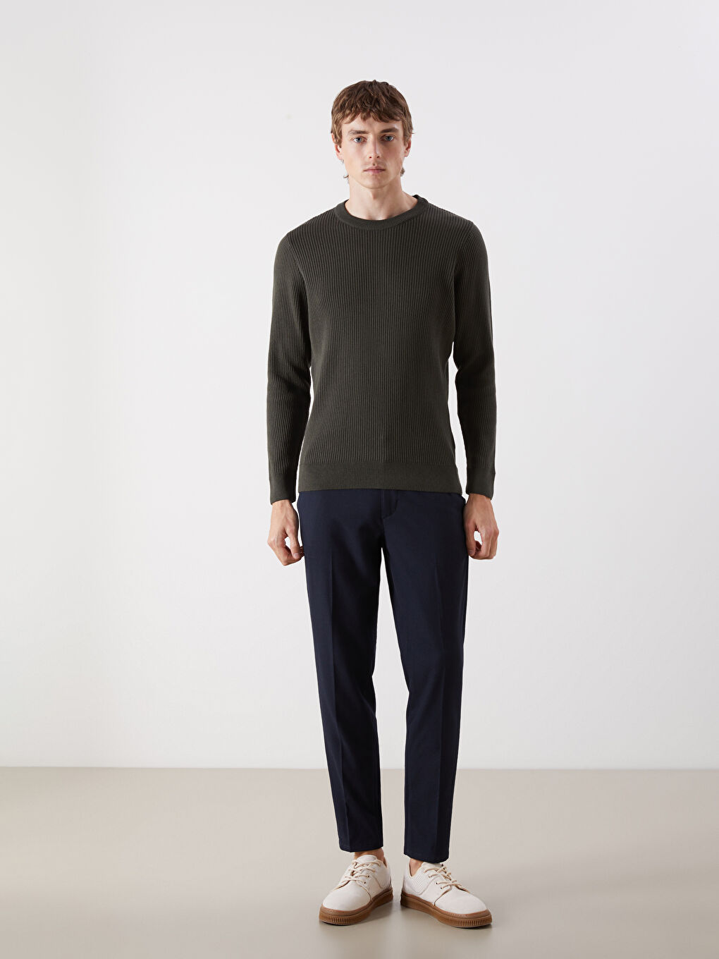 SOUTHBLUE Crew Neck Long Sleeve Men's Tricot Sweater -W5BR77Z8-CZE