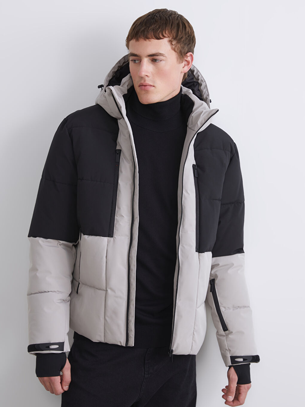 ерлерге арналған стандартты пішім капюшонды шаңғы күрткесі