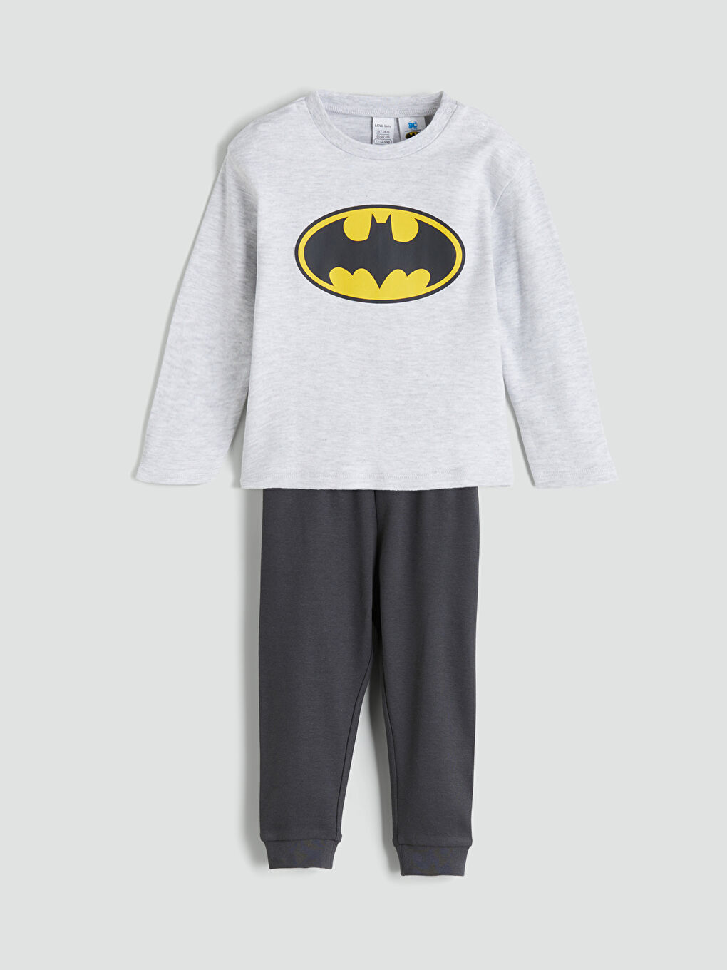 Crew Neck Batman Printed Baby Boys' Pyjama Set