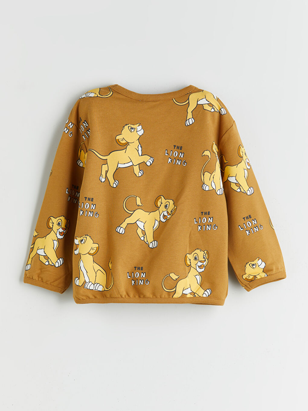 Kahverengi Bisiklet Yaka Aslan Kral Baskılı Erkek Çocuk Sweatshirt-1