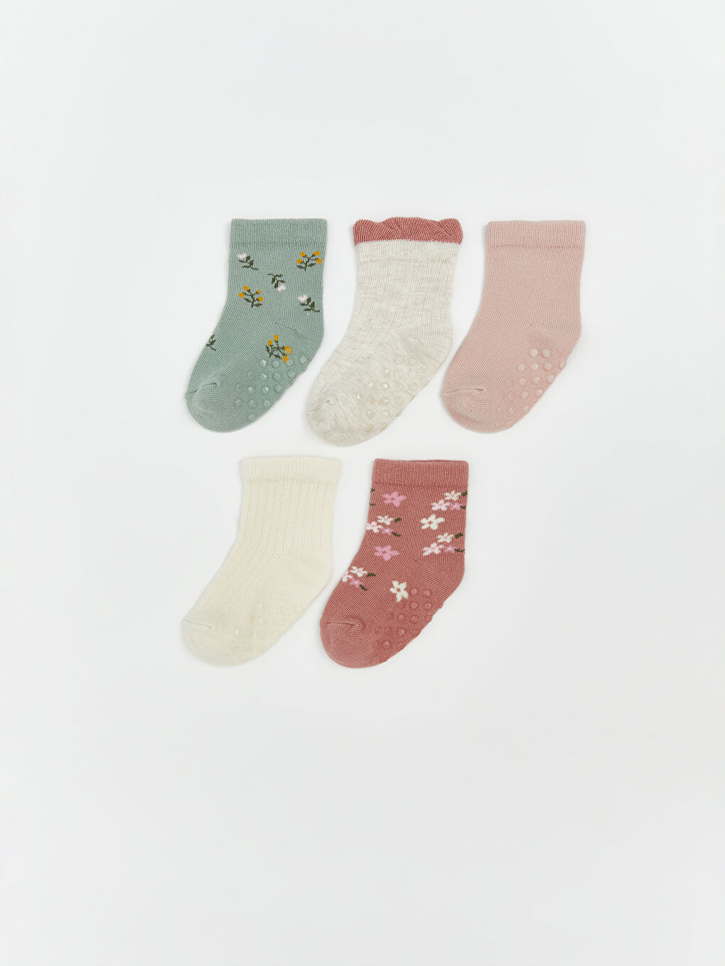 LCW Kids Patterned Girls' Ankle Socks 5 Pack -W5BS57Z1-TRH