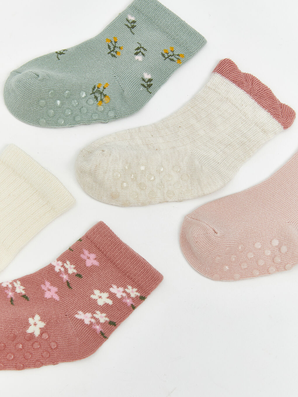 LCW Kids Patterned Girls' Ankle Socks 5 Pack -W5BS57Z1-TRH
