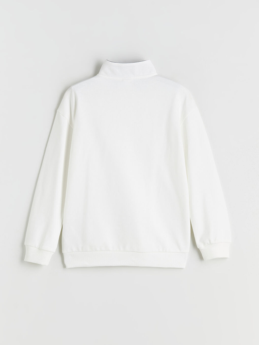 Ekru Dik Yaka Erkek Çocuk Sweatshirt-1