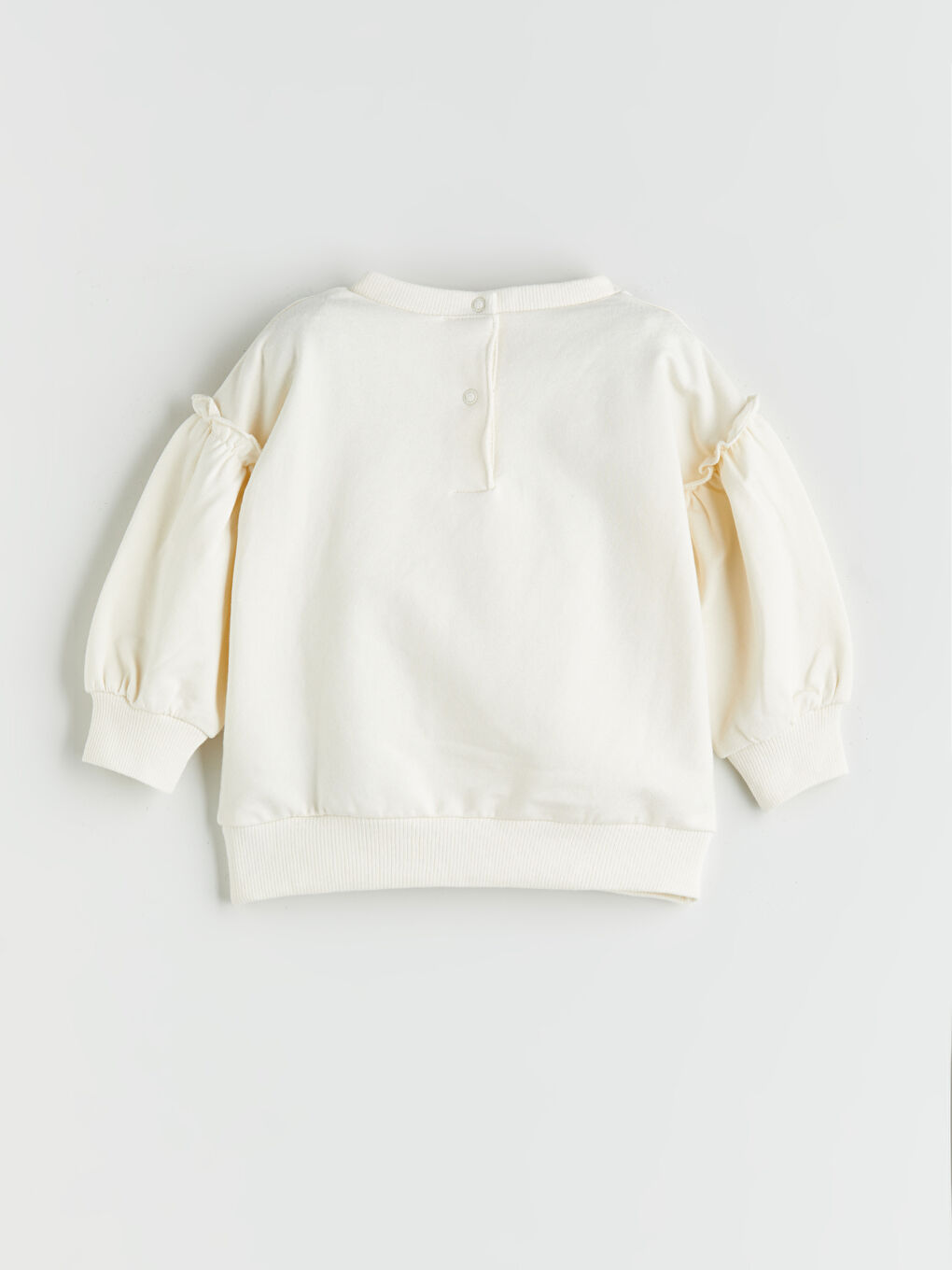 Ekru Bisiklet Yaka Çiçekli Kız Bebek Sweatshirt-1