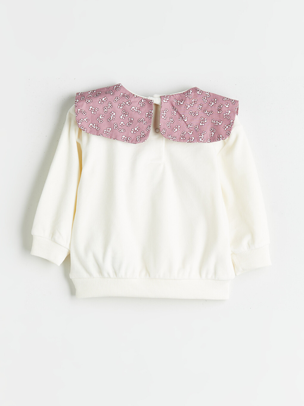 Ekru Fiyonk Detaylı Kız Bebek Sweatshirt-1