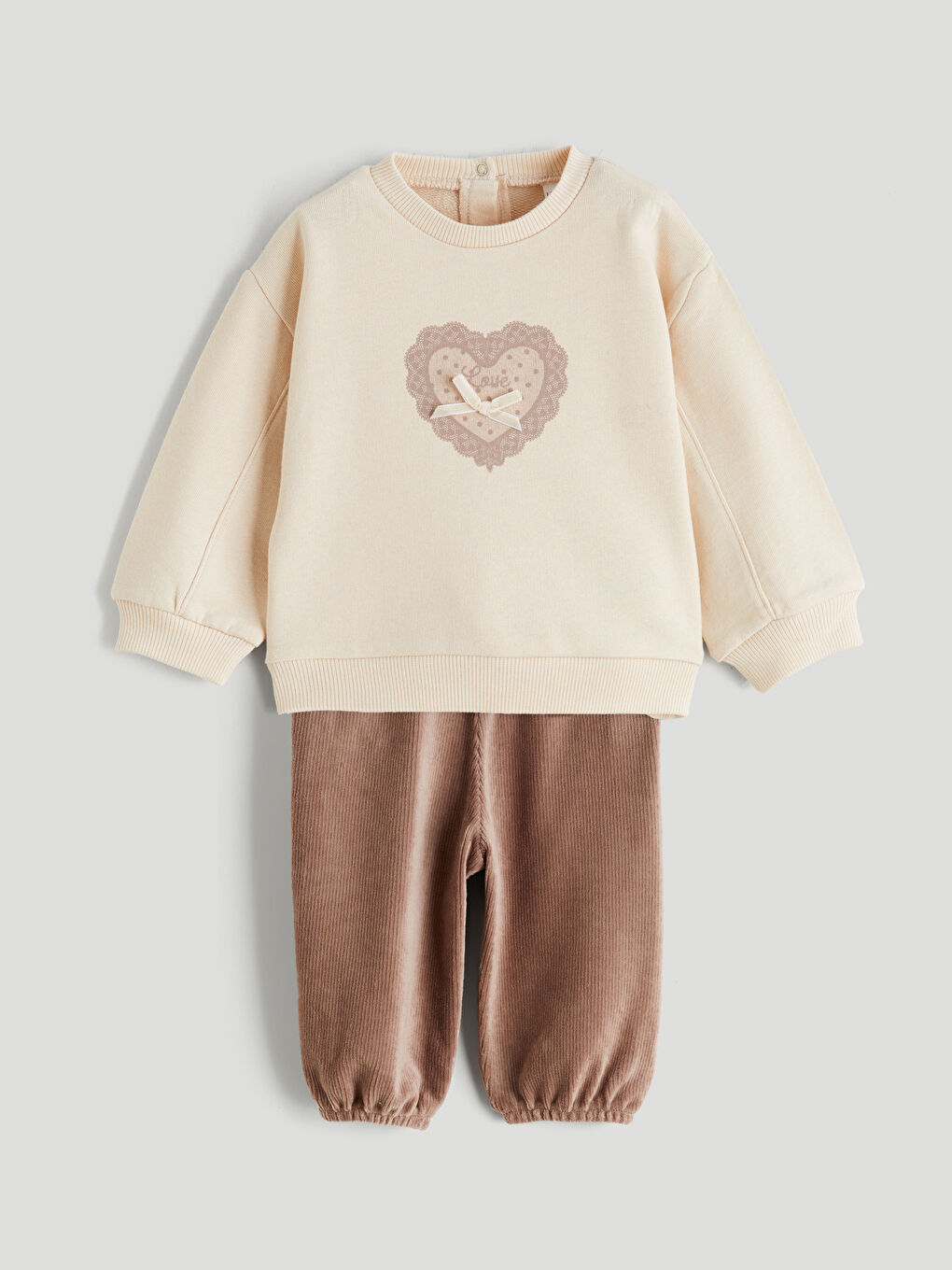 Baby Girls' Printed Sweatshirt and Velvet Trousers 2 Pack