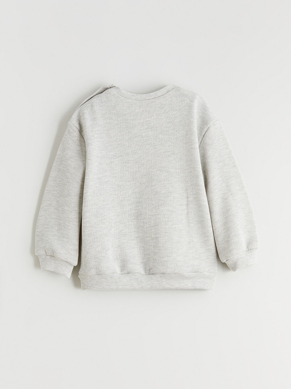 Gri Bisiklet Yaka Fiyonk Detaylı Kız Bebek Sweatshirt-1