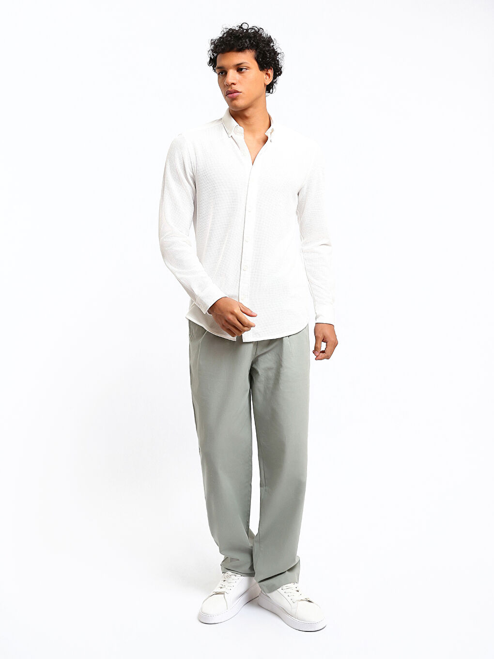 Slim Fit Long Sleeve Men's Shirt-1