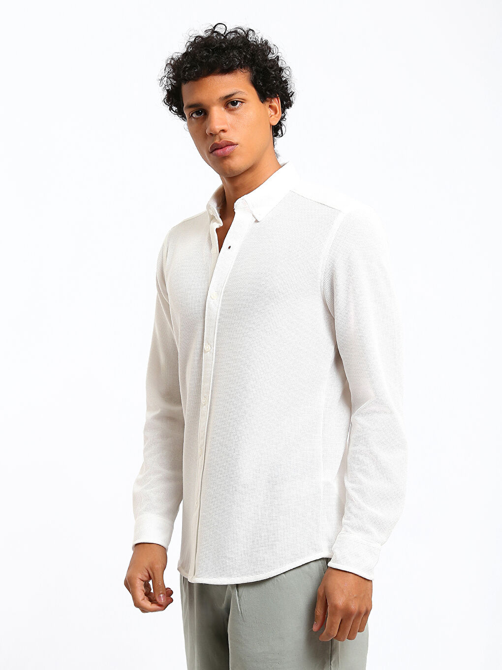 Slim Fit Long Sleeve Men's Shirt-3