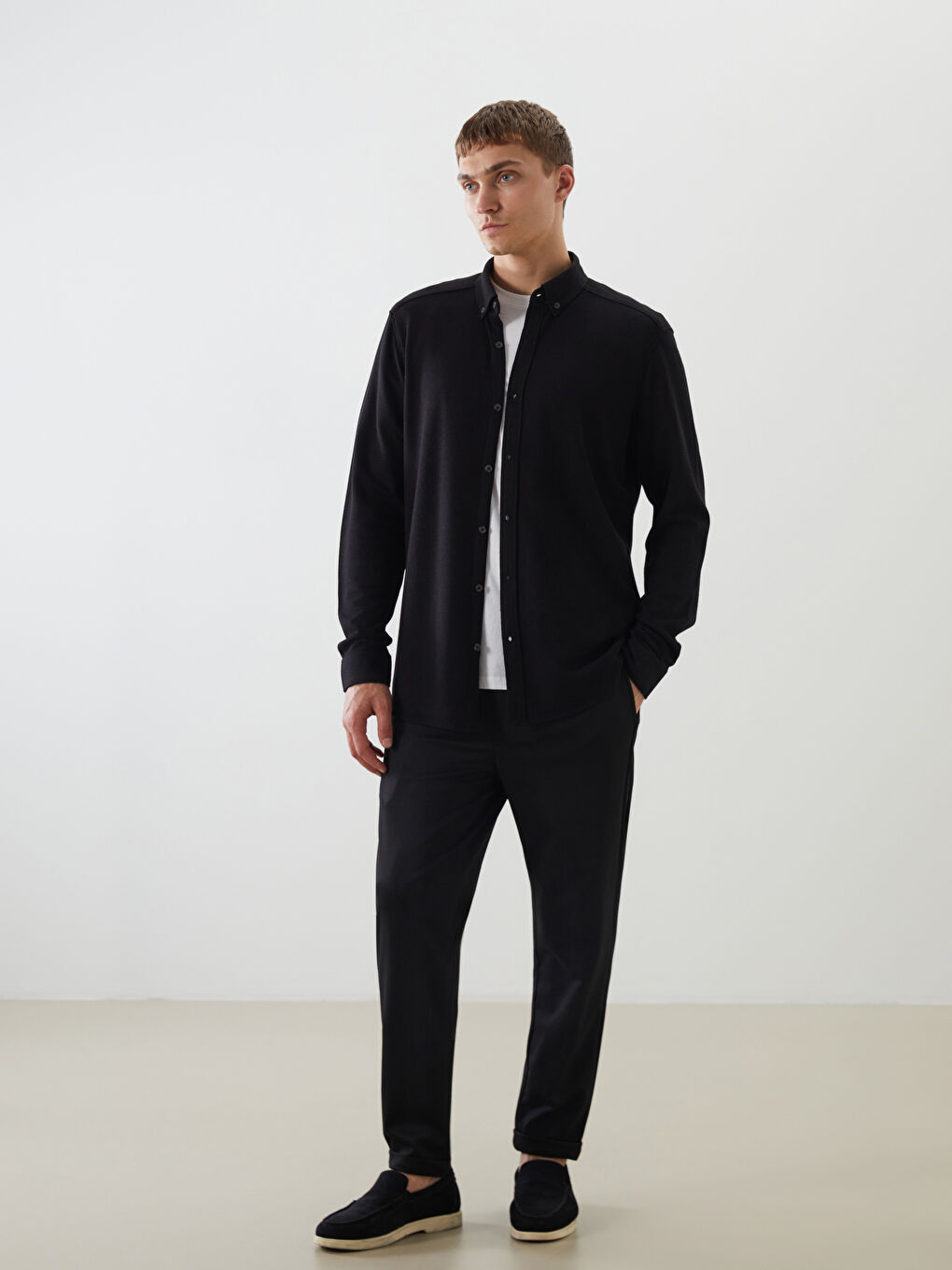 Chemise Pour Hommes Coupe Svelte À Manches Longues-1
