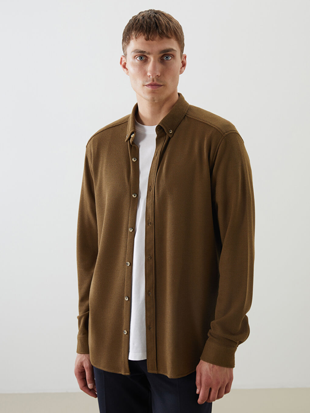 Chemise Pour Hommes Coupe Svelte À Manches Longues