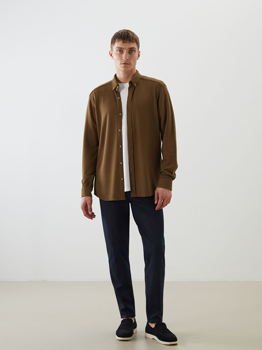 Chemise Pour Hommes Coupe Svelte À Manches Longues-1