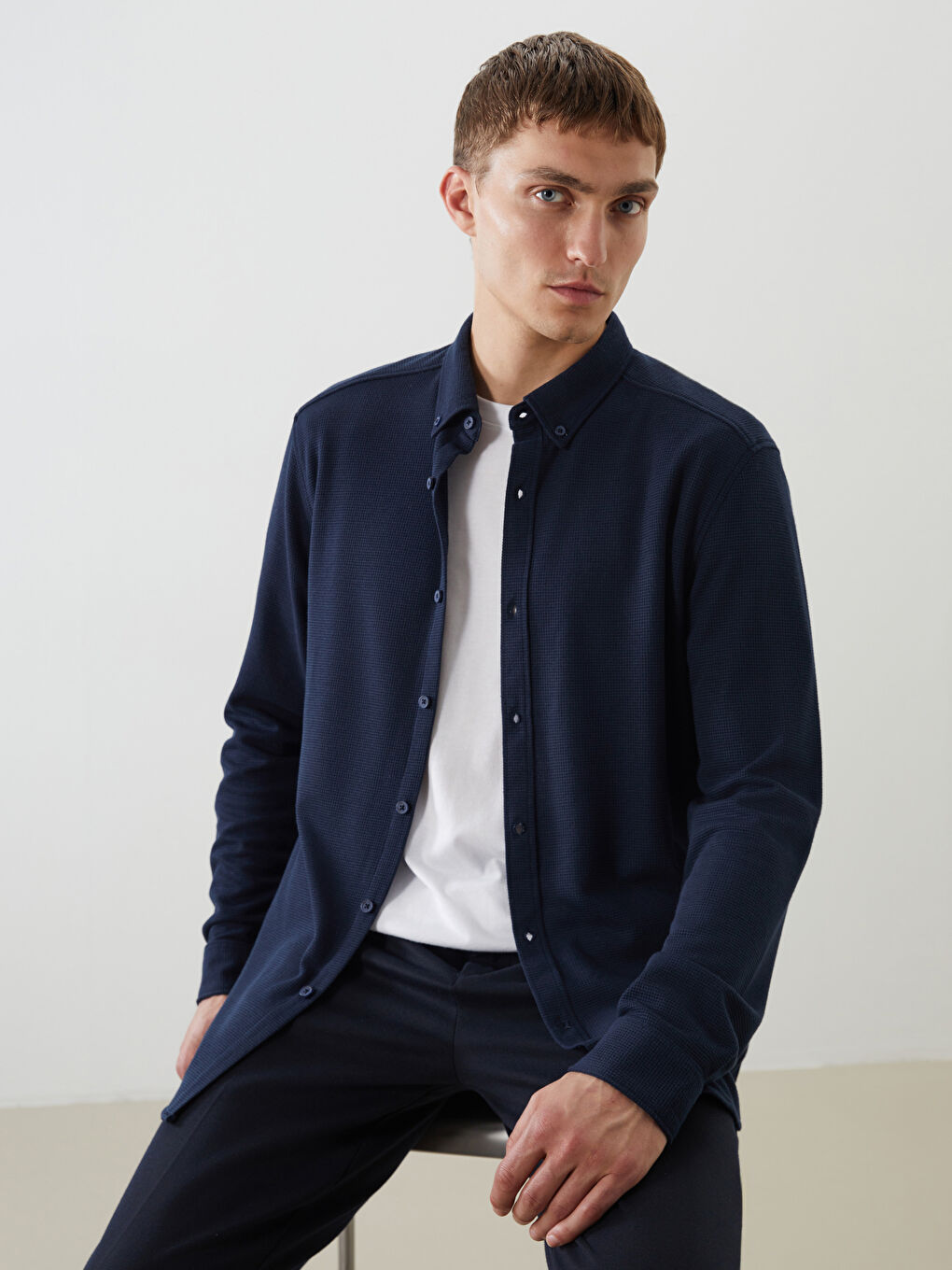 Chemise Pour Hommes Coupe Svelte À Manches Longues