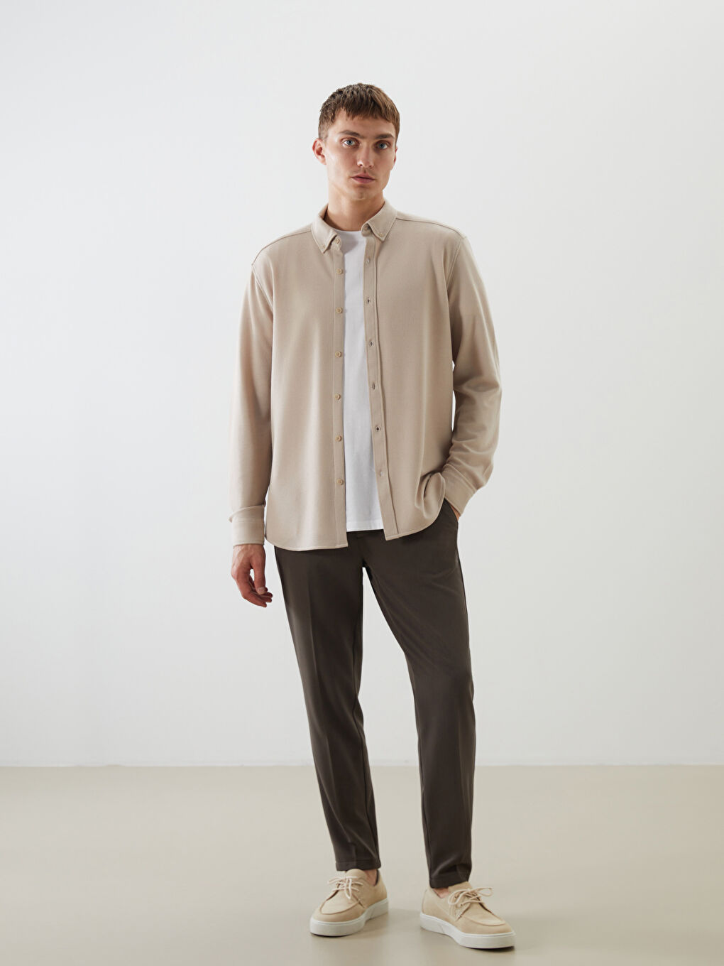 قميص كم طويل رفيع للرجال-1