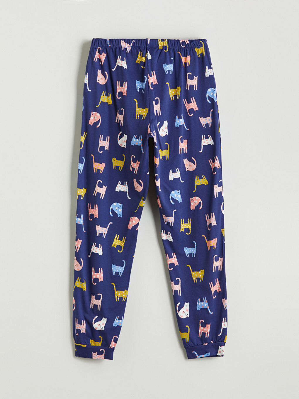 Lacivert Bisiklet Yaka Baskılı Kadın Pijama Takımı-8