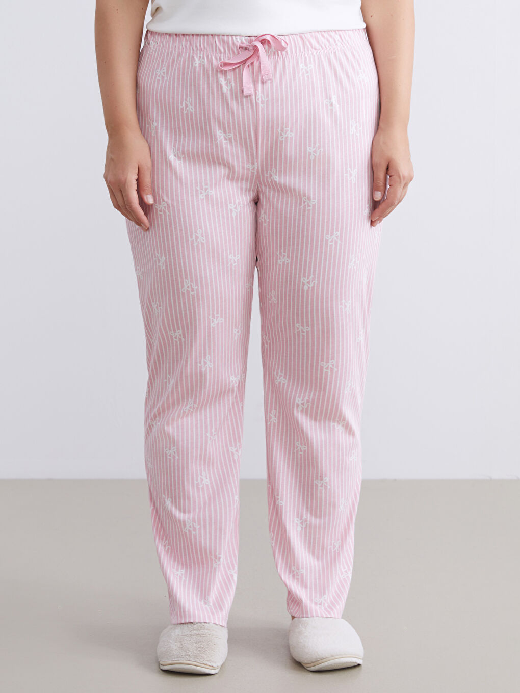 Elastic Waist Bow Patterned Women's Pyjama Bottoms-5