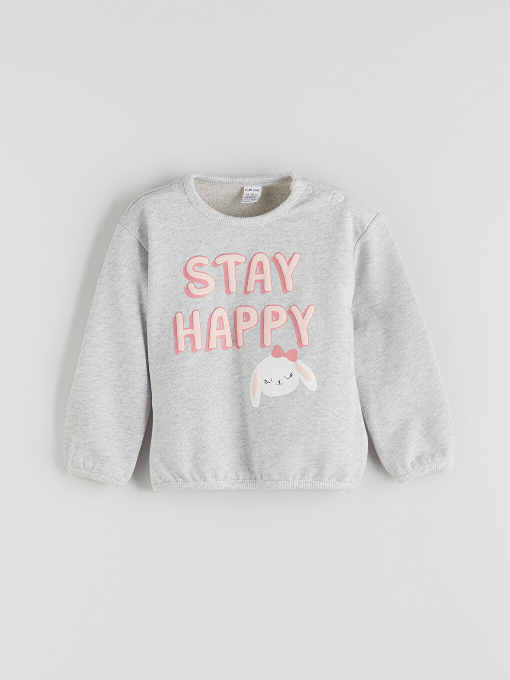 Beyaz Bisiklet Yaka Baskılı Kız Bebek Sweatshirt	