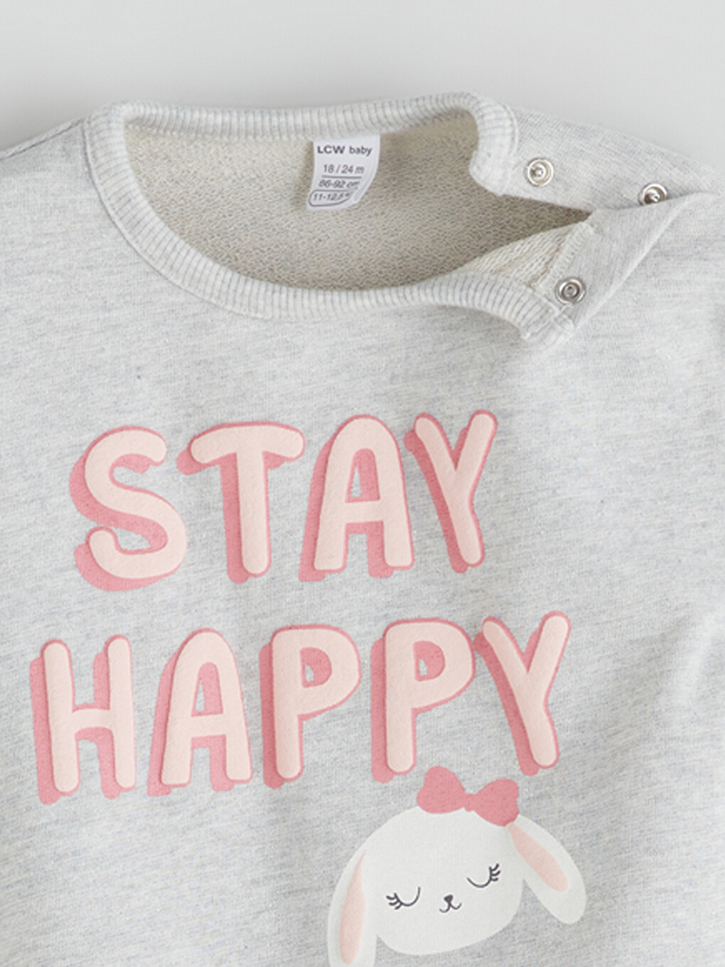 Beyaz Bisiklet Yaka Baskılı Kız Bebek Sweatshirt	-2