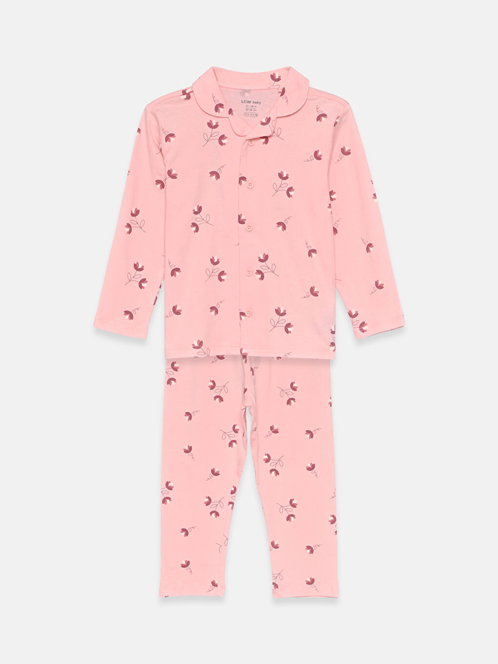 Çiçek Baskılı Kız Bebek Pijama Takım