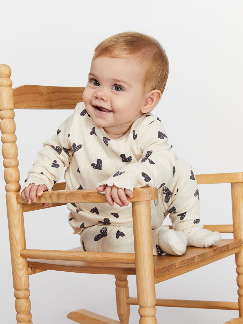 Heart Printed Baby Girls' Pyjama Set