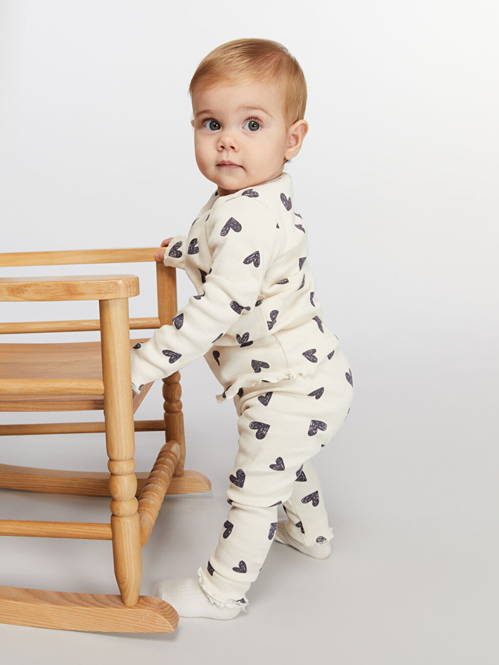 Heart Printed Baby Girls' Pyjama Set-1