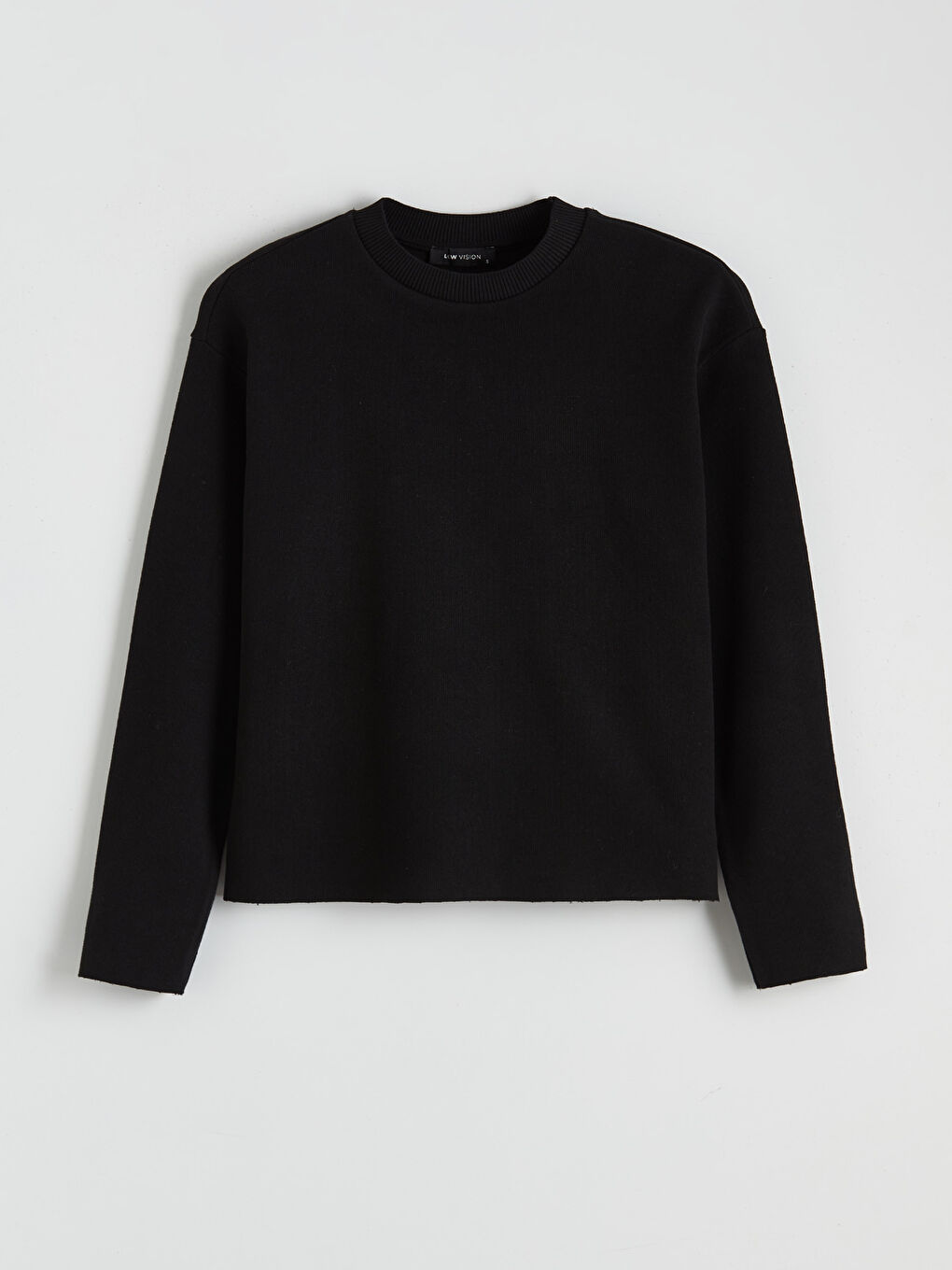 Siyah Bisiklet Yaka Kadın Sweatshirt-4