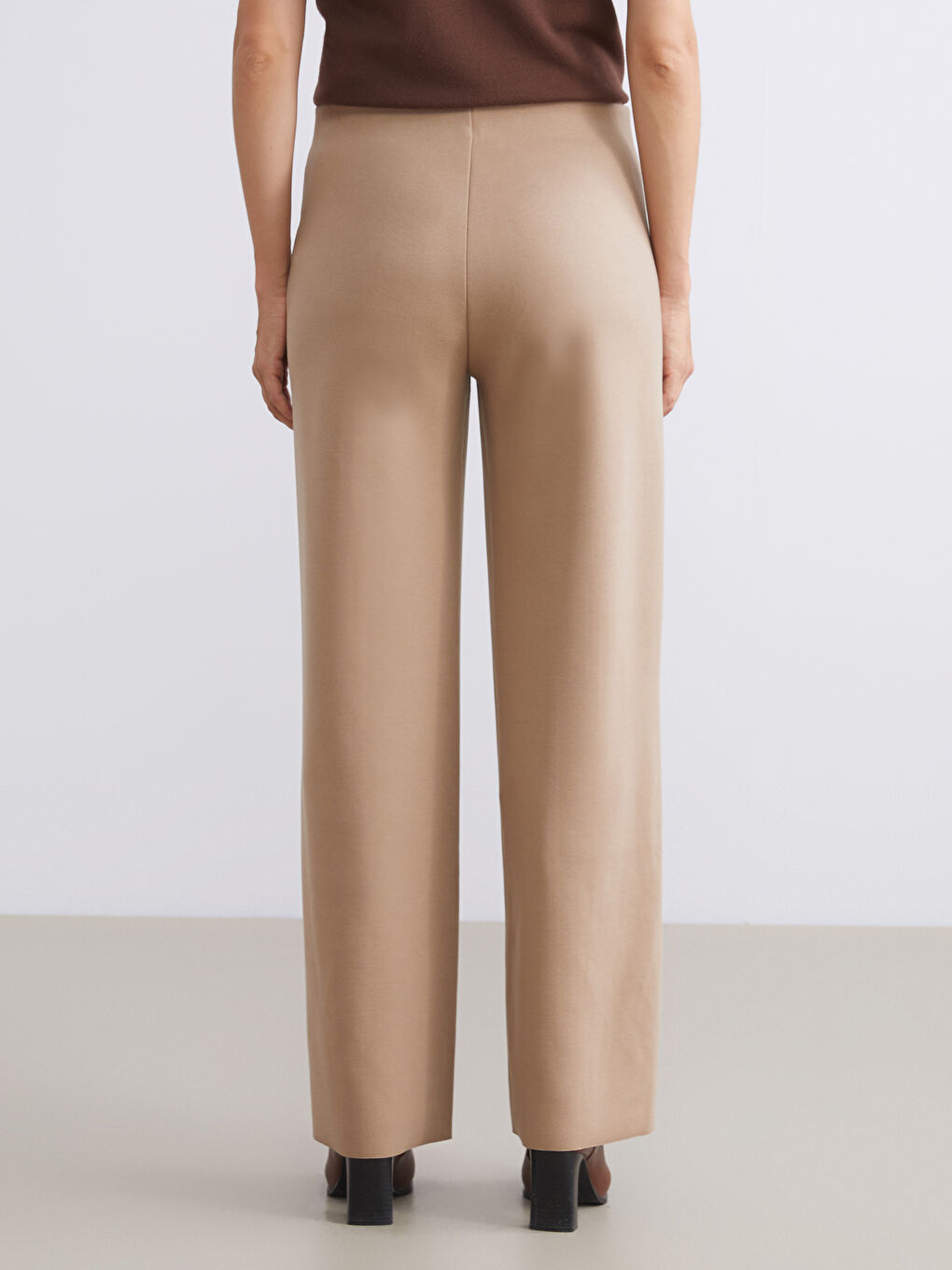 Elastic Waist Wide Leg Women's Trousers-3