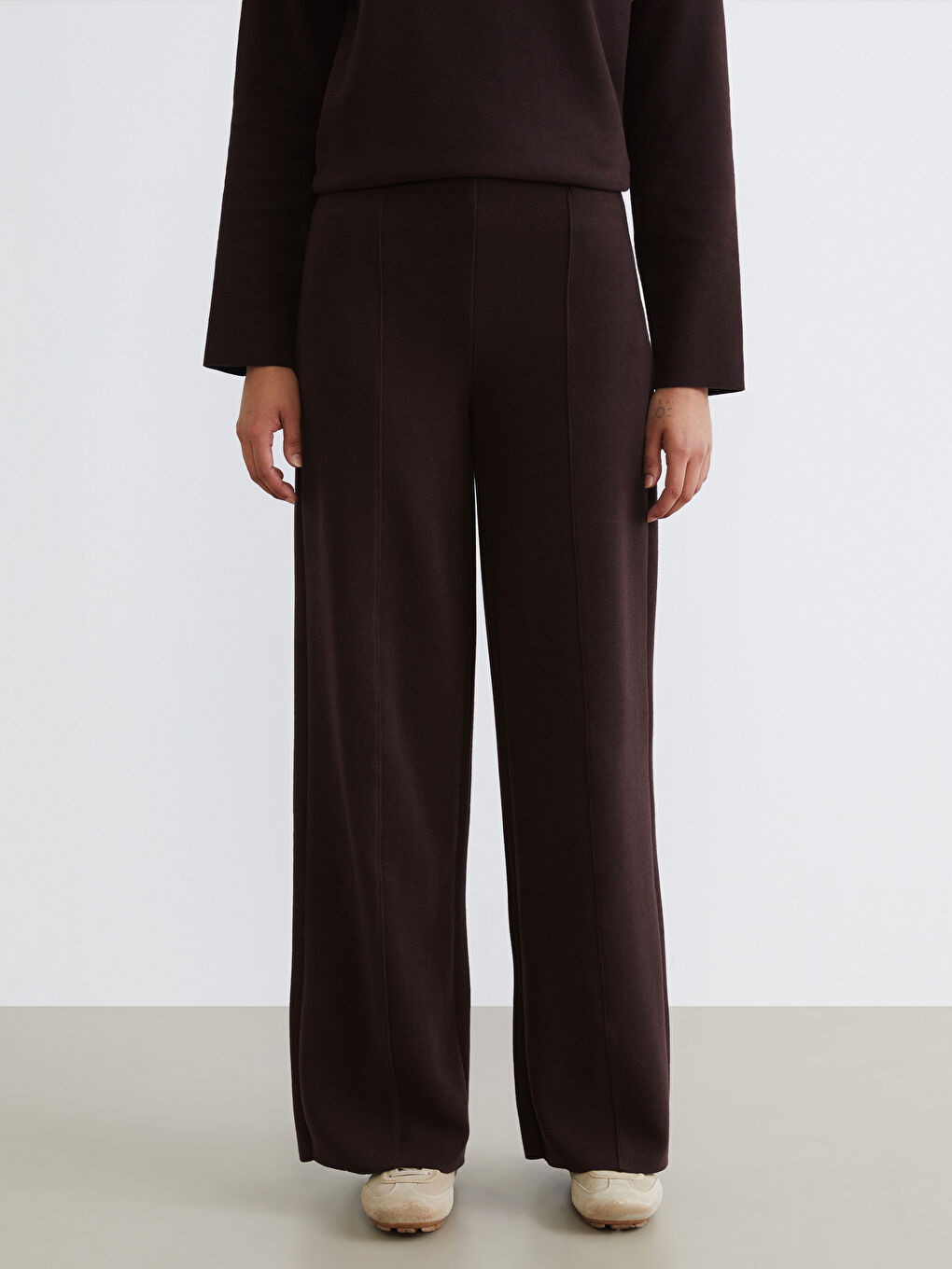 Әйелдерге арналған серпімді белдік кең балақ шалбар-2