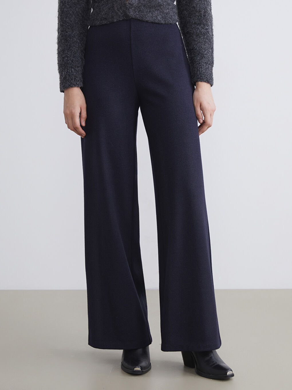 Elastic Waist Wide Leg Women's Trousers-1