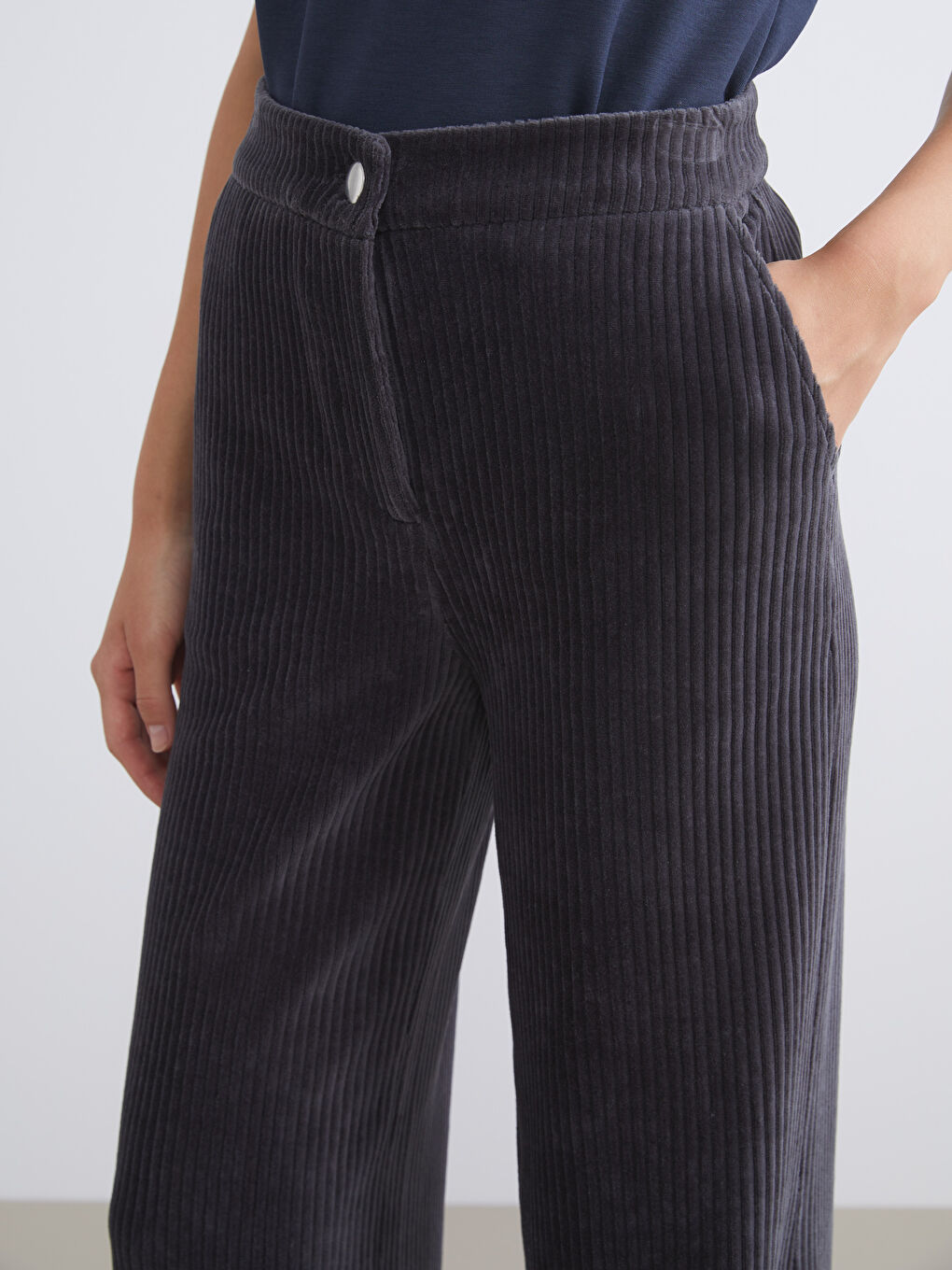 Standard Fit Corduroy Women's Trousers-2