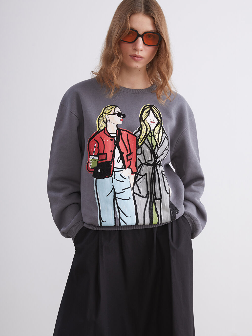 Printed Oversize Women's Thick Sweatshirt