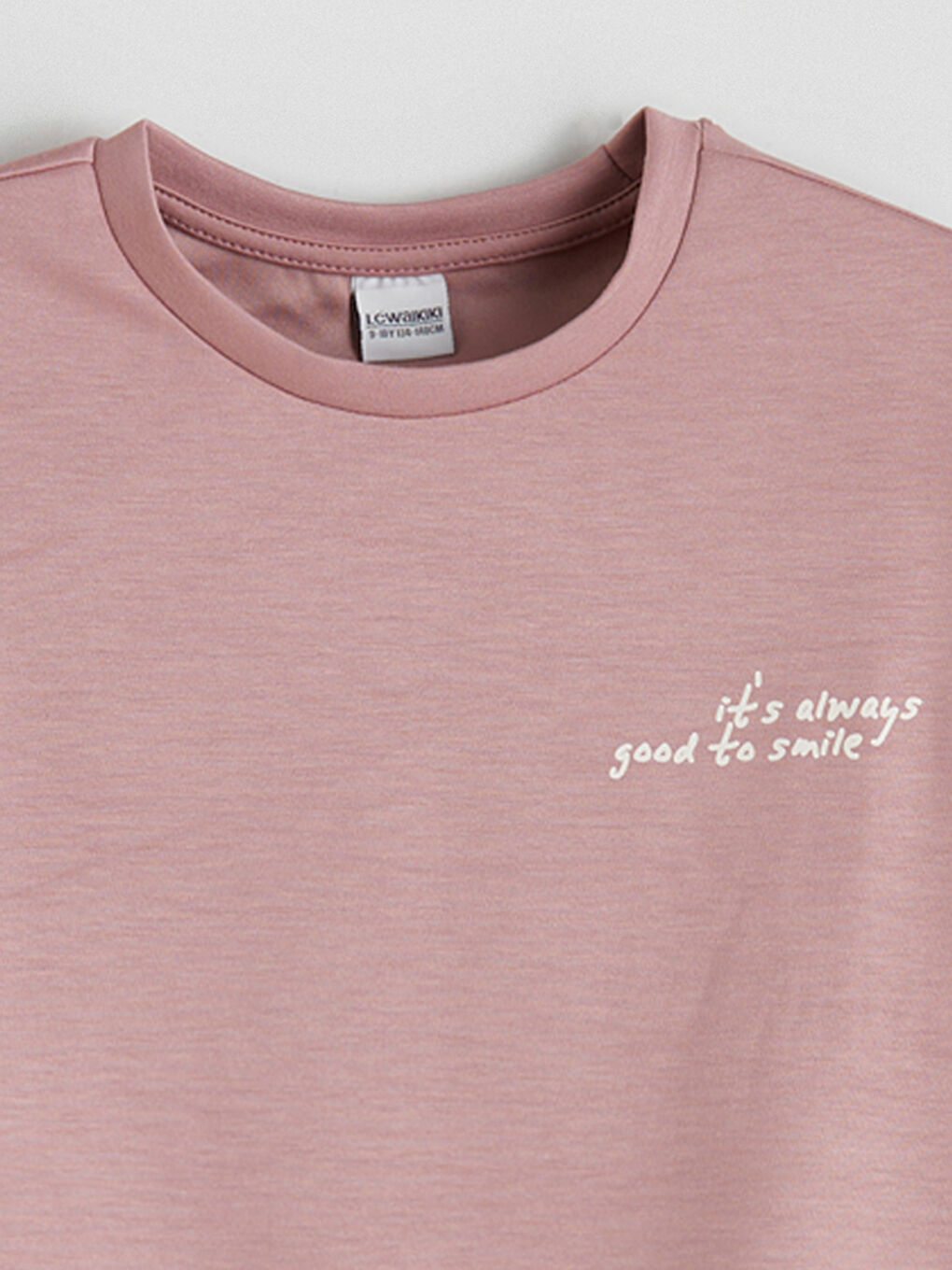 Pembe Bisiklet Yaka Yazı Baskılı Kız Çocuk Soft Touch Sweatshirt-2