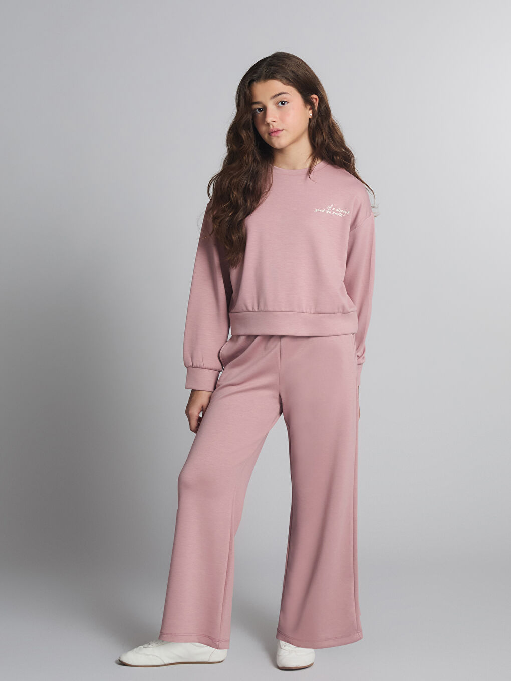 Pembe Bisiklet Yaka Kız Çocuk Eşofman Takım