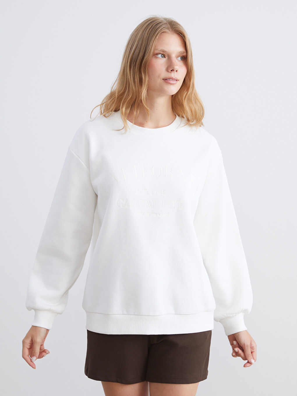 California Embroidered Oversize Women's Thick Sweatshirt