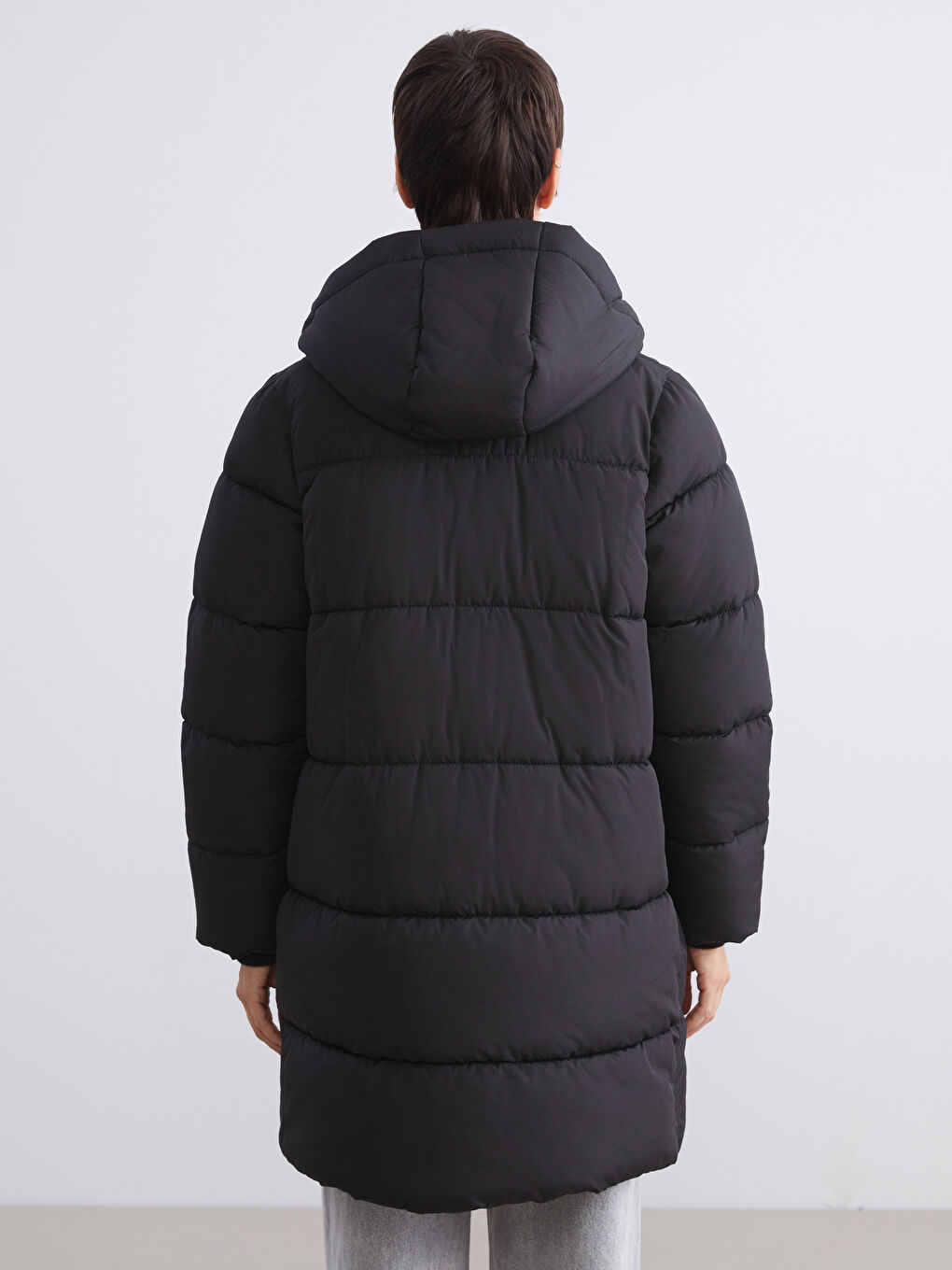 Women's Hooded Plain Puffer Coat-8