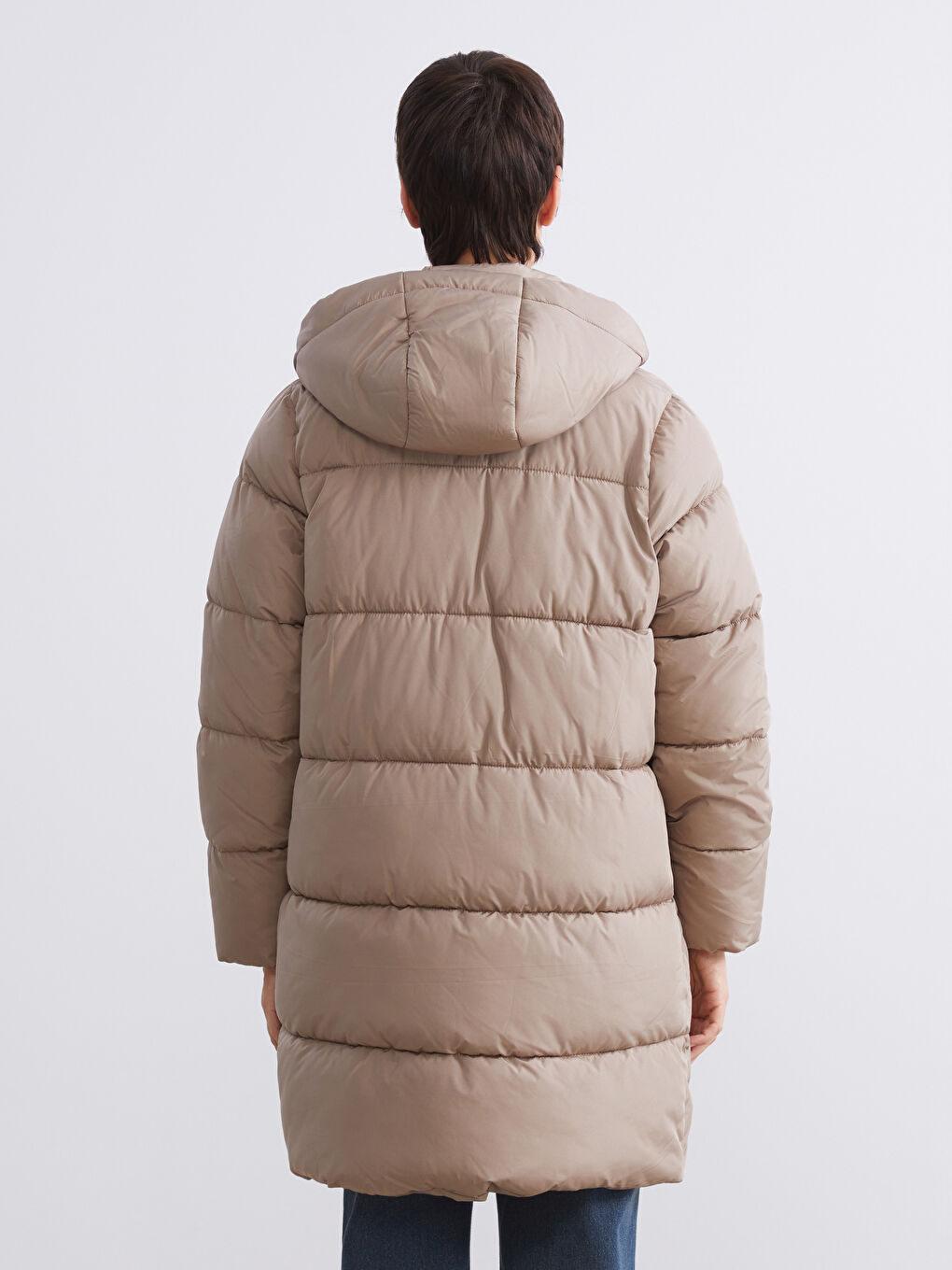 Women's Hooded Plain Puffer Coat-8
