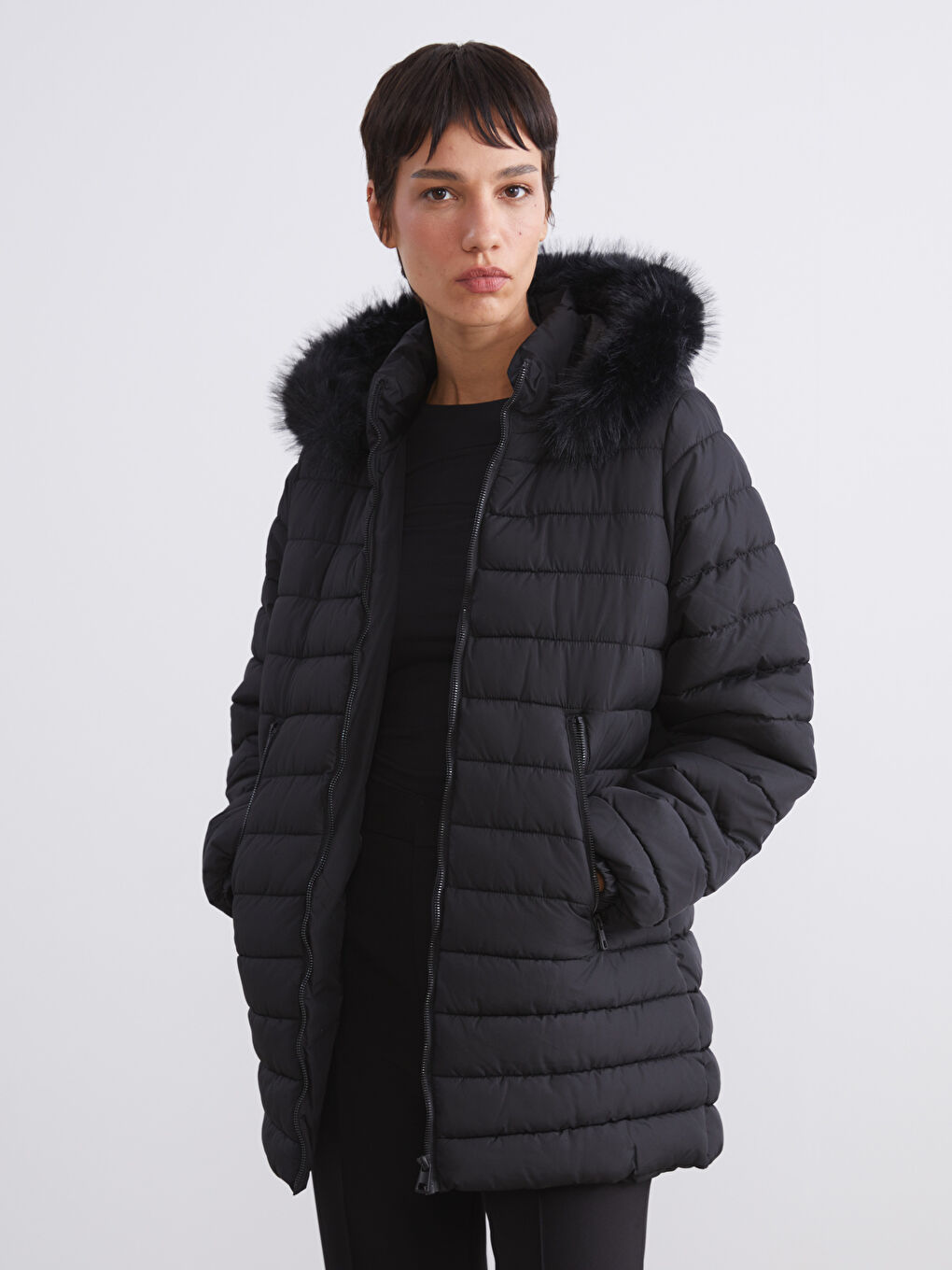Hooded Women's Puffer Coat-1