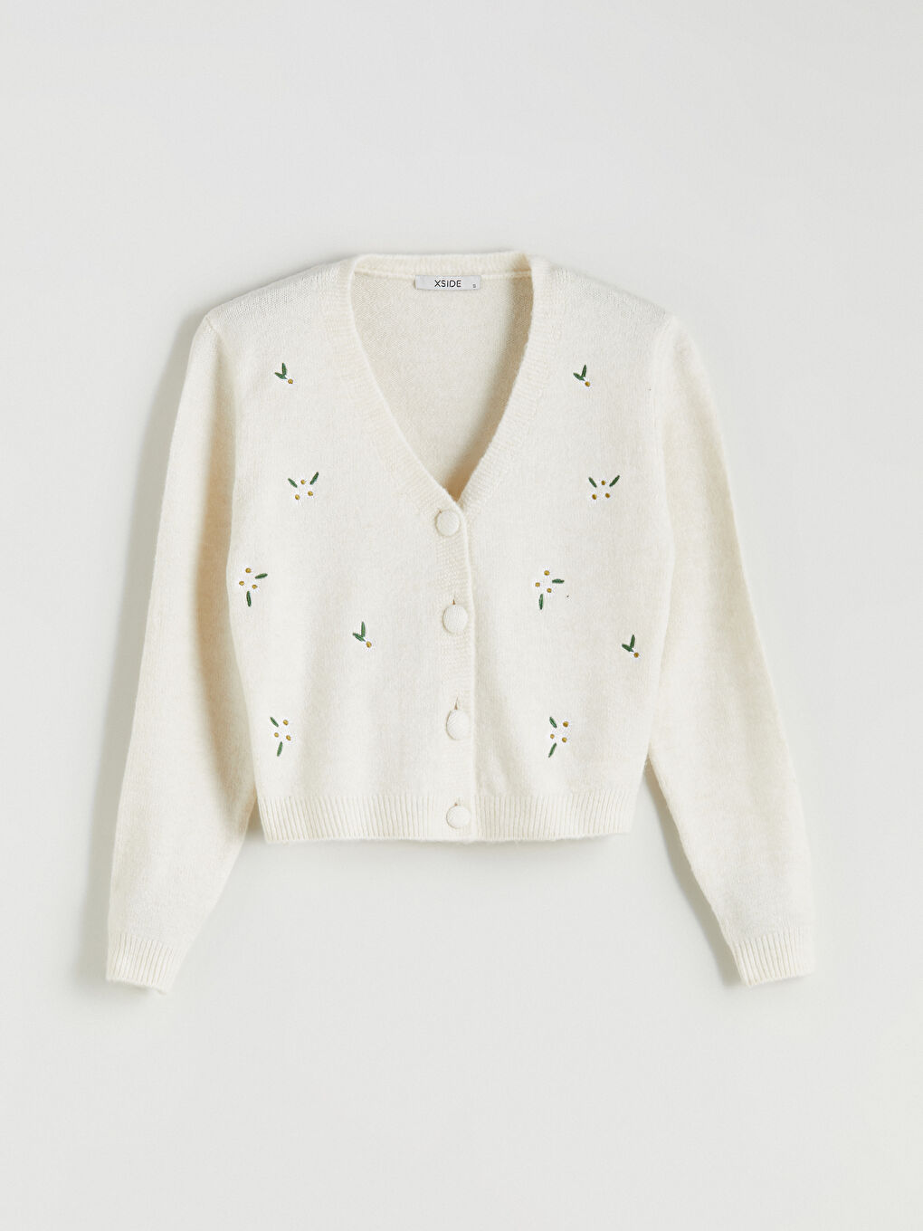 V Neck Floral Embroidered Women's Knitwear Cardigan-4