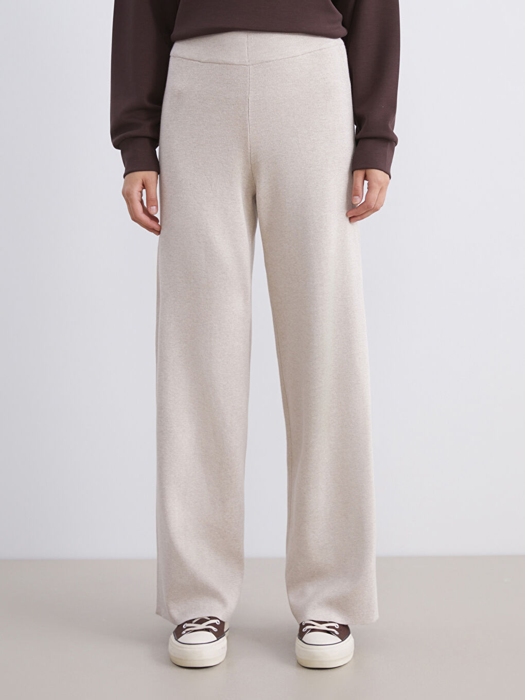 Elasticated Waist Women's Knitwear Trousers-1