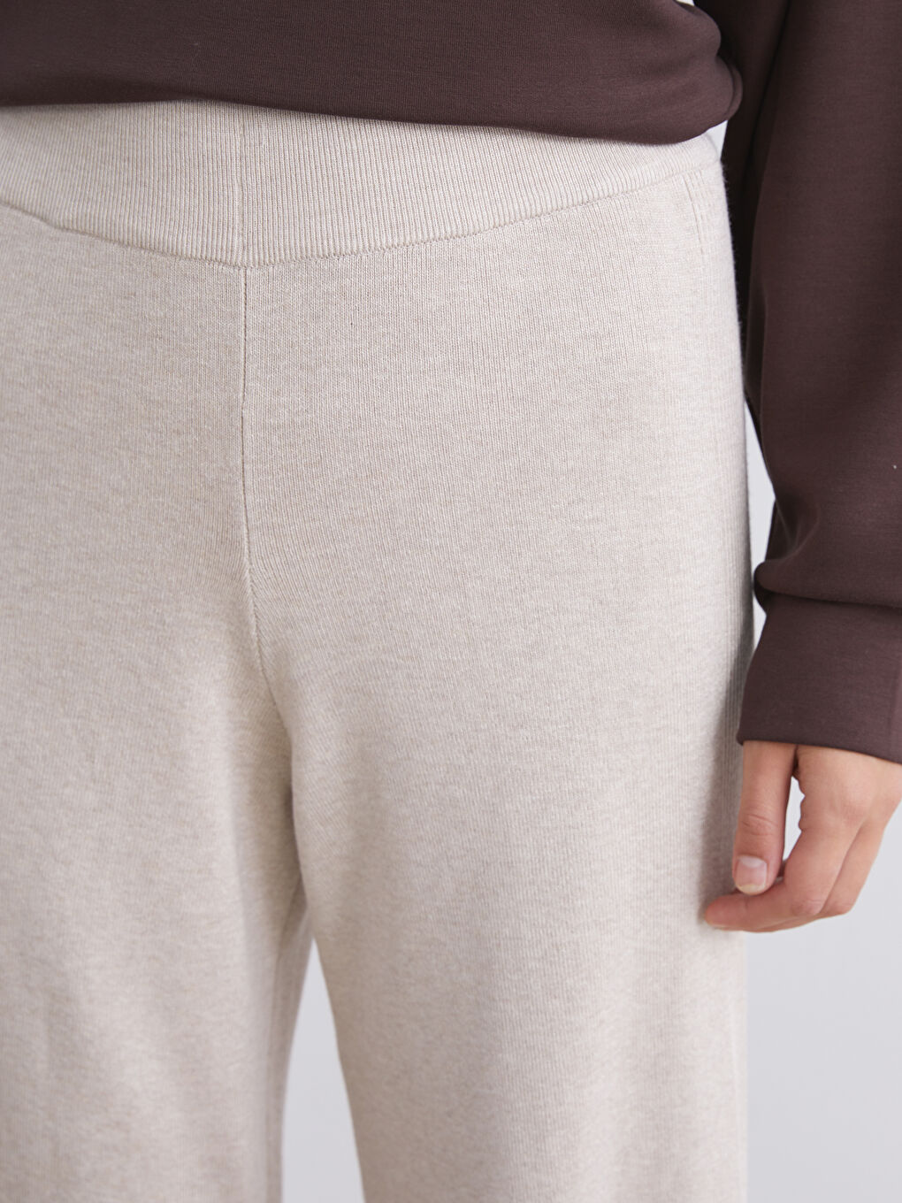 Elasticated Waist Women's Knitwear Trousers-2