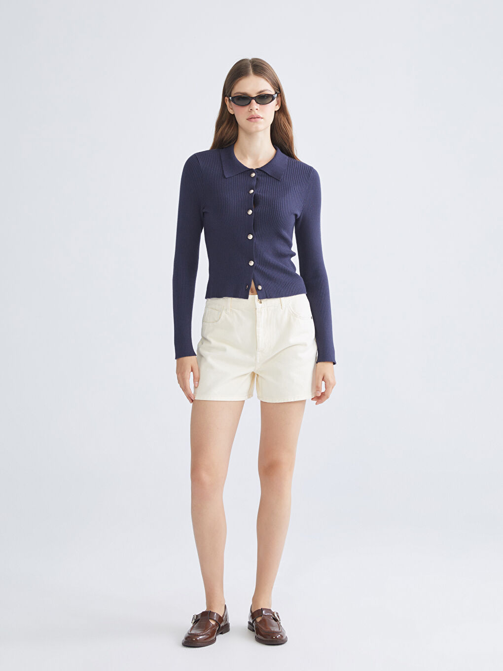 Polo Neck Women's Knitwear Cardigan-1