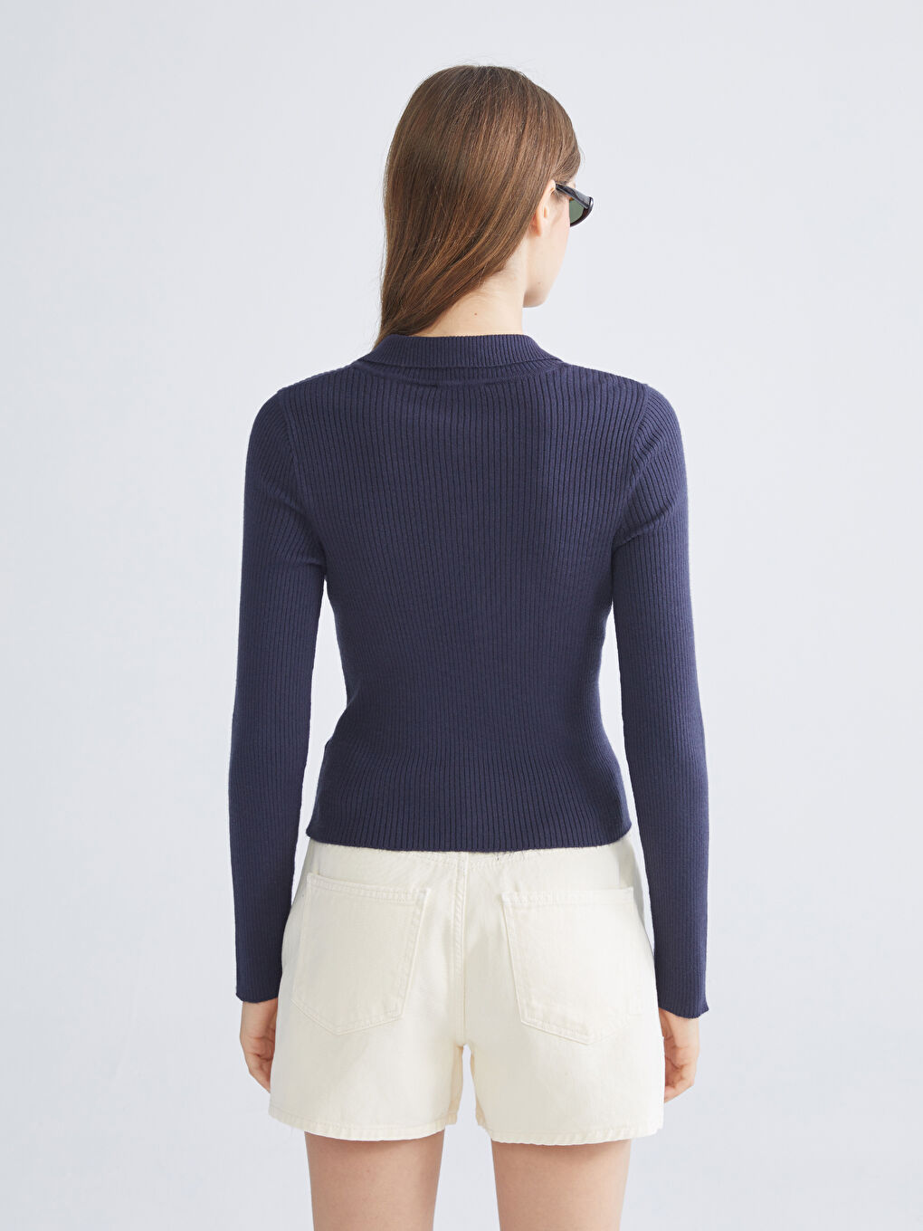 Polo Neck Women's Knitwear Cardigan-3
