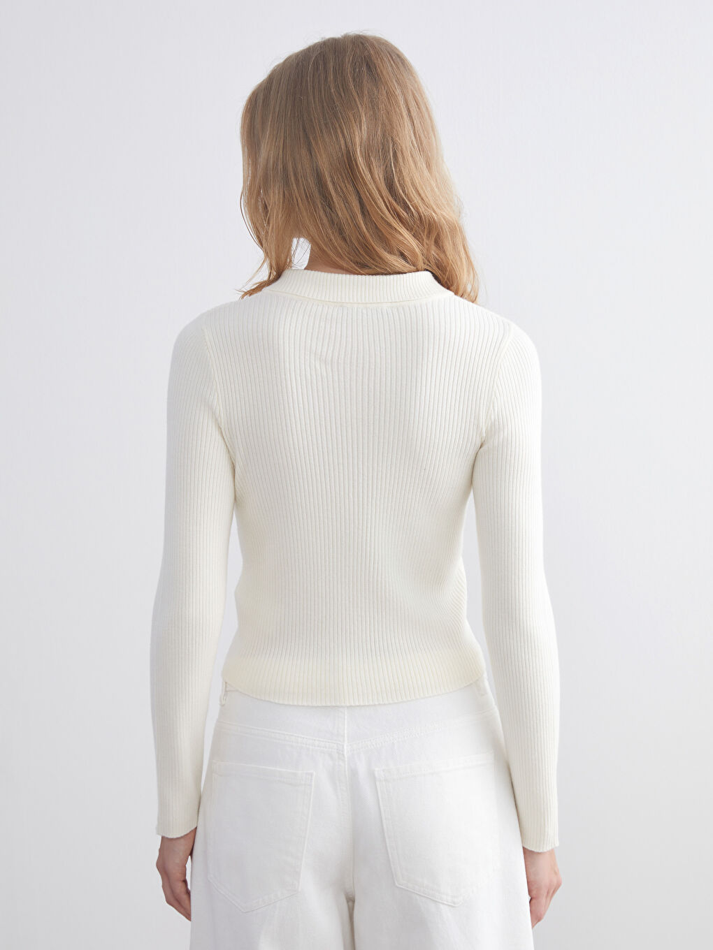 Polo Neck Women's Knitwear Cardigan-3