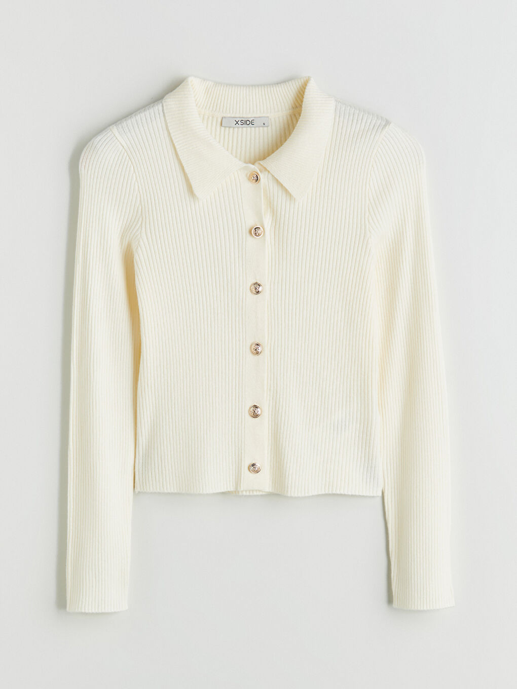 Polo Neck Women's Knitwear Cardigan-4