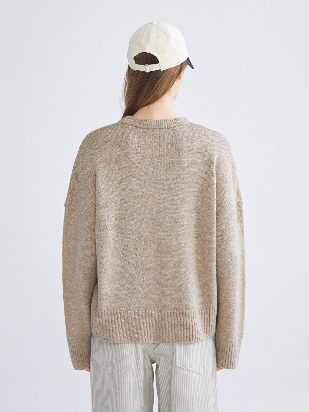 Crew Neck Oversize Women's Knitwear Sweater-3