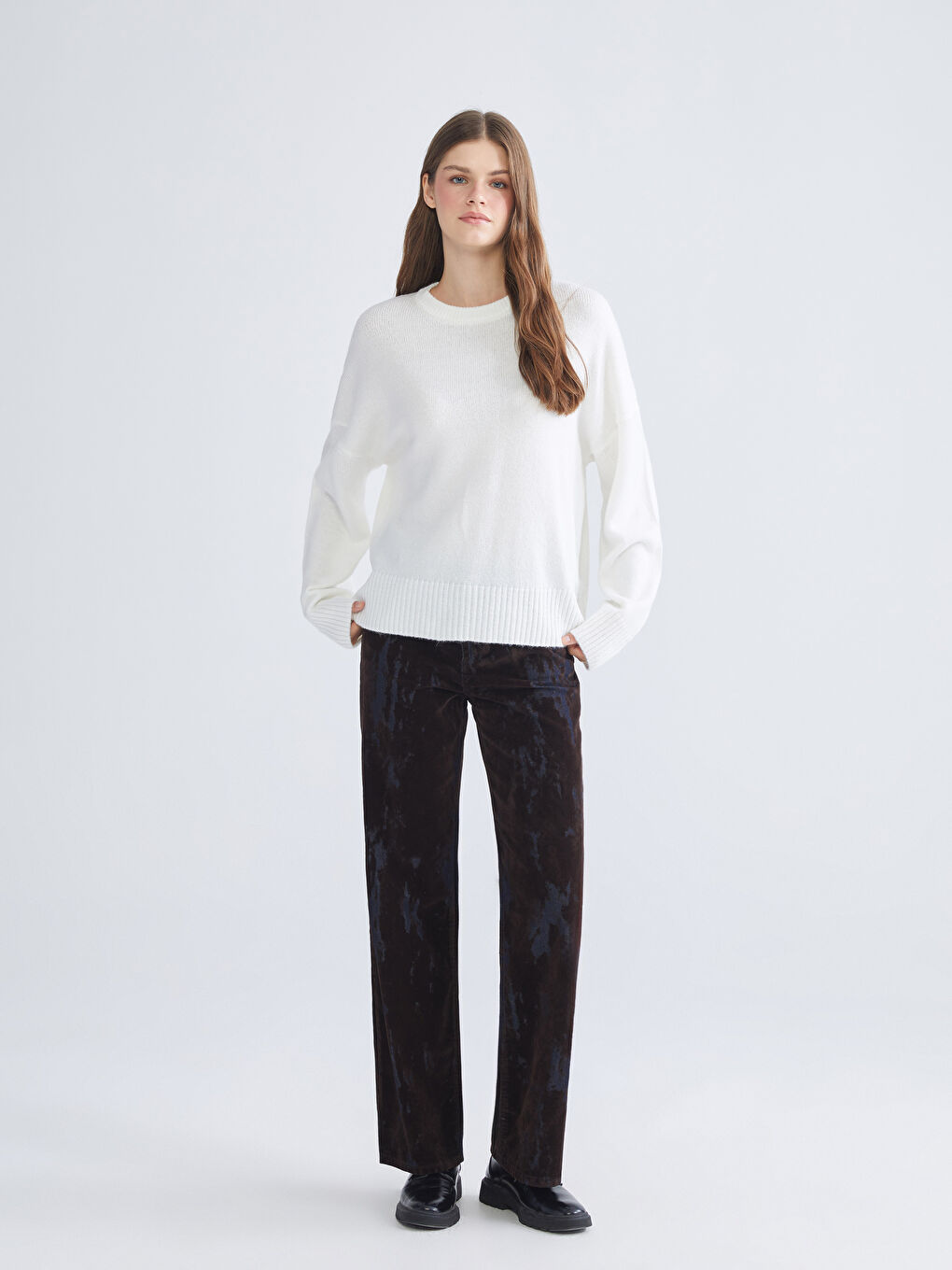 Crew Neck Oversize Women's Knitwear Sweater-1