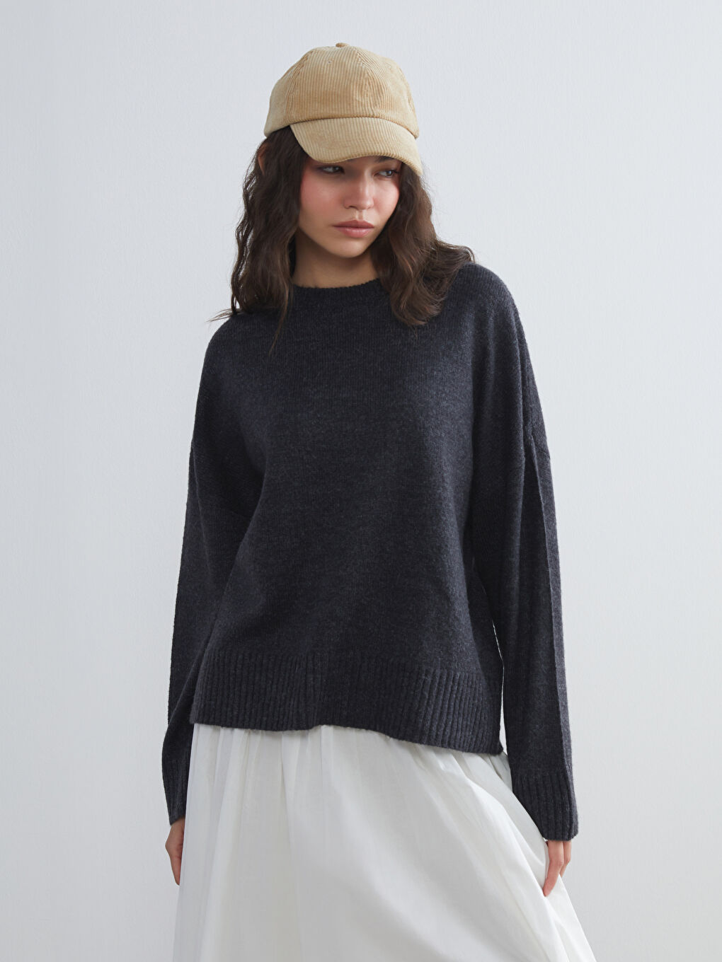 Crew Neck Oversize Women's Knitwear Sweater